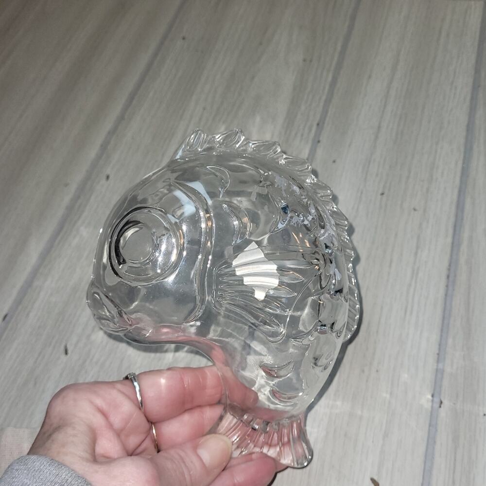Vintage Fish Shaped Glass Dish Catch All Studio Nova Japan Small Bowl Art Glass